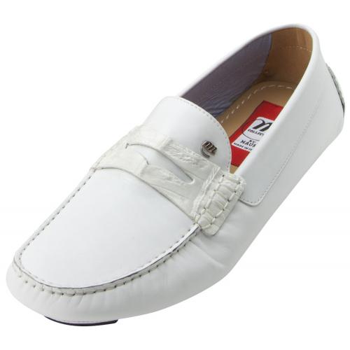 Mauri "Palio" 9247 White Genuine Baby Crocodile Nappa Calf Shoes