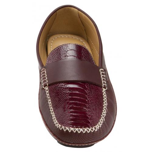 Mauri "Maranello" 9289 Ruby Red Genuine Ostrich Leg Nappa Perforated Shoes