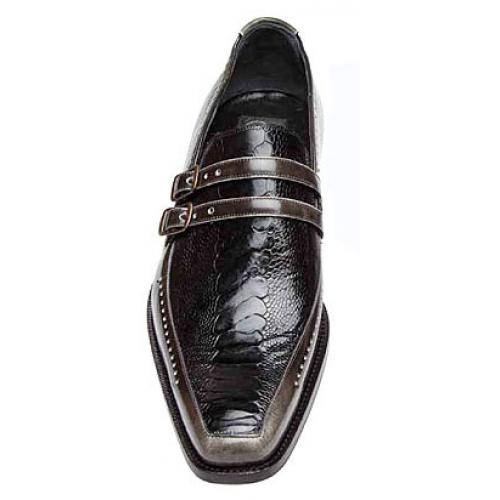 Mauri "Alpina" 4361 Black Genuine Ostrich Leg Dover Leather Loafer Shoes