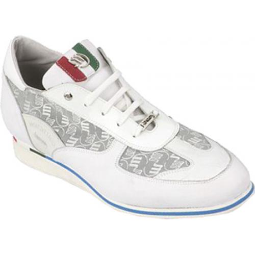 Mauri "Craftsmanship" 8672  White Genuine Baby Crocodile / Nappa Leather / Mauri Fabric Sneakers