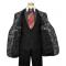 Tayion By Montee Holland Charcoal Grey With Black Hand-Pick Stitching Paisley Design Vested Wool Suit 031