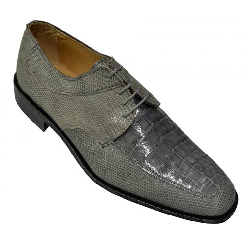 David Eden "Joseph" Grey Genuine Crocodile / Lizard Ostrich Shoes