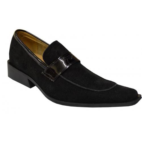 Zota Black Suede Penny Strap Fashion Loafer Shoes 7013
