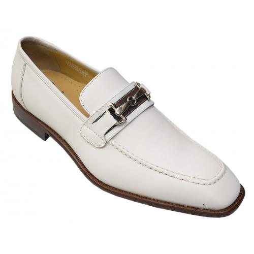 Calzoleria Toscana White Genuine Leather Loafer Shoes With Bracelet 2593