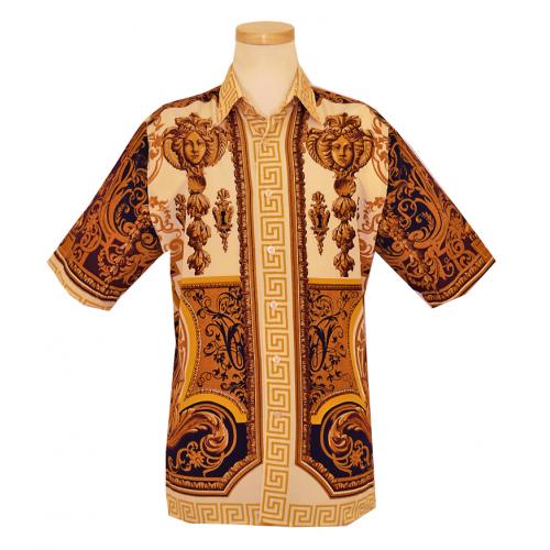 Prestige Gold / Black / Brown Paisley Design Casual Shirt KPR-427