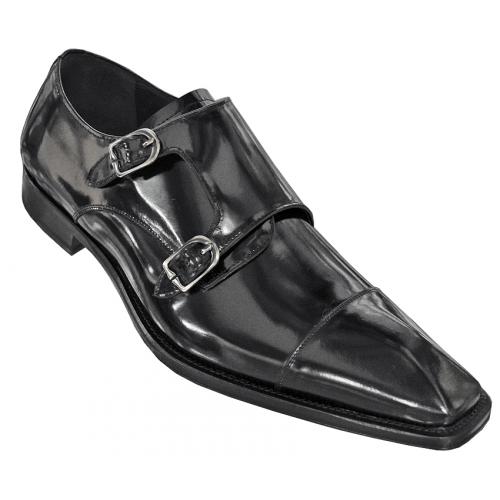 Mezlan Black Genuine Patent Leather Oxford Dress Shoes With Double Buckle 15467