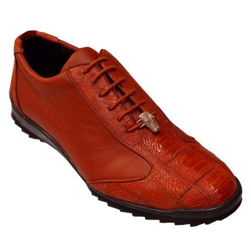 Los Altos Cognac Genuine Ostrich / Leather Sneakers 1ZC091903