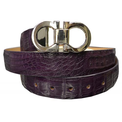 G-Gator Purple Genuine Crocodile Belt With G-Gator Buckle 2153