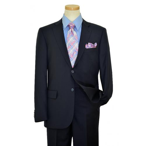 Elements by Zanetti Navy With Grey / Blue Shadow Pinstripes Super 120's Wool Suit 141/015/396