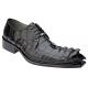 Belvedere "Zeno" Black All-Over Hornback Crocodile With Crocodile Tail Shoes # 3400.