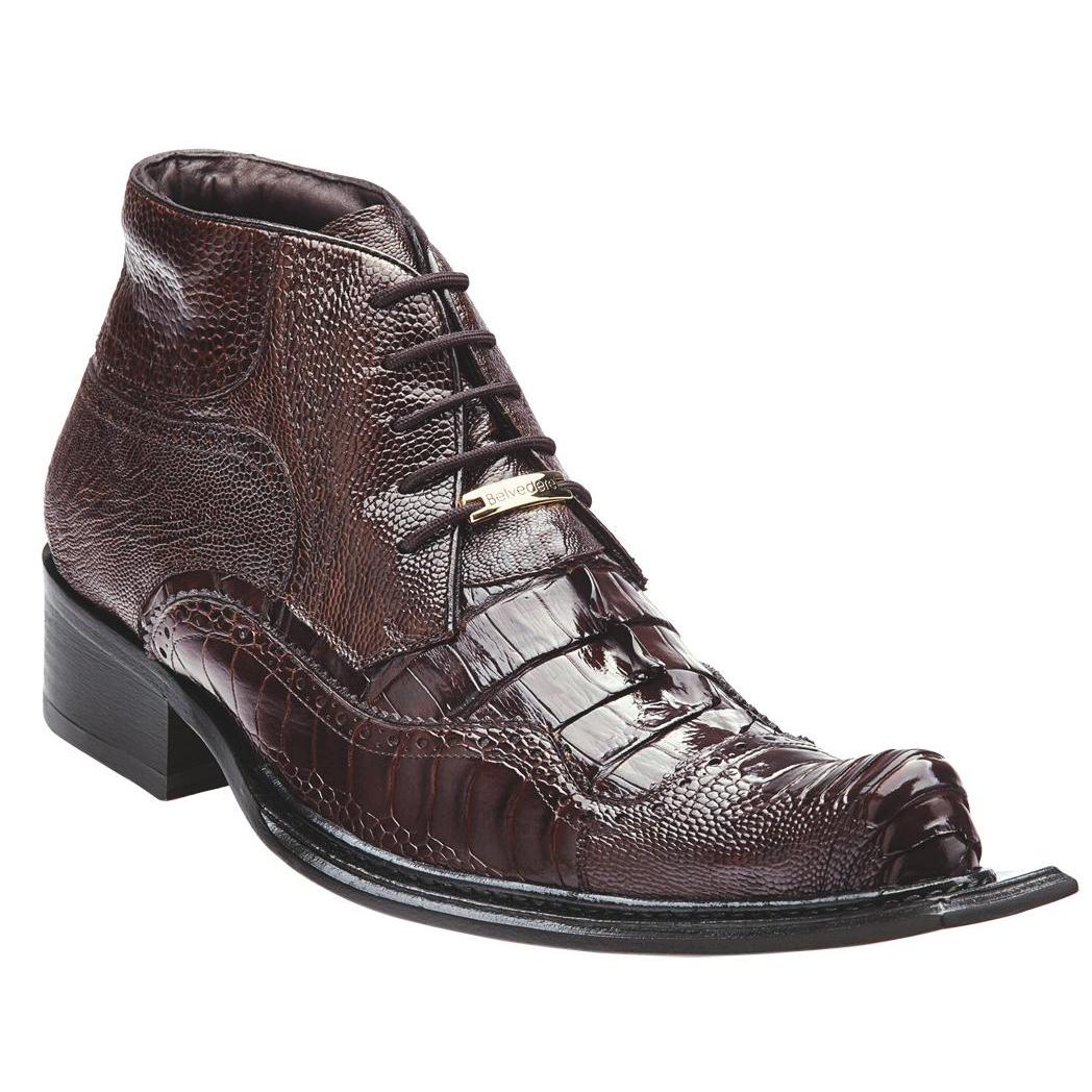 Belvedere Palma Brown Genuine Hornback Crocodile Tail and Ostrich Ankle ...