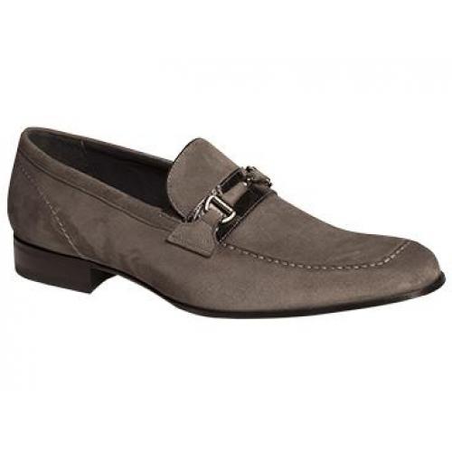 Mezlan "Renee" Grey Genuine Crocodile Saddle/Plush Olde English Suede Penny Loafer Shoes