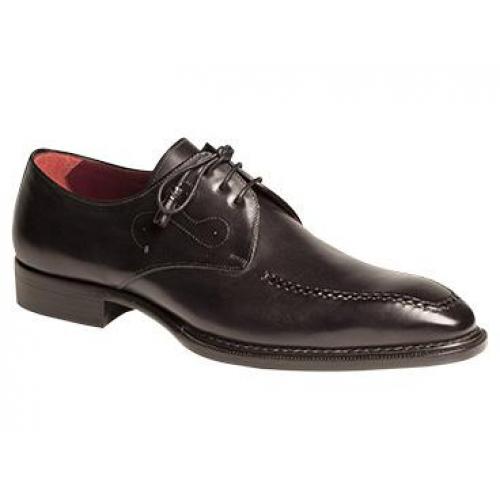 Mezlan "Umberto" Graphite Artisan Hand-Stained Calfskin Oxford Shoes With Matching Tassels
