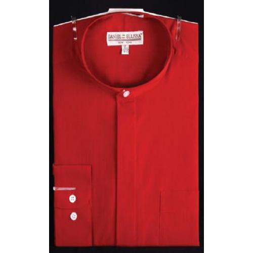 Daniel Ellissa Burgundy Banded Collar Shirt With Button Cuff DS3001C