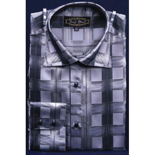 Daniel Ellissa Black Mens Fancy Polyester Shirt With Button Cuff FSS1403