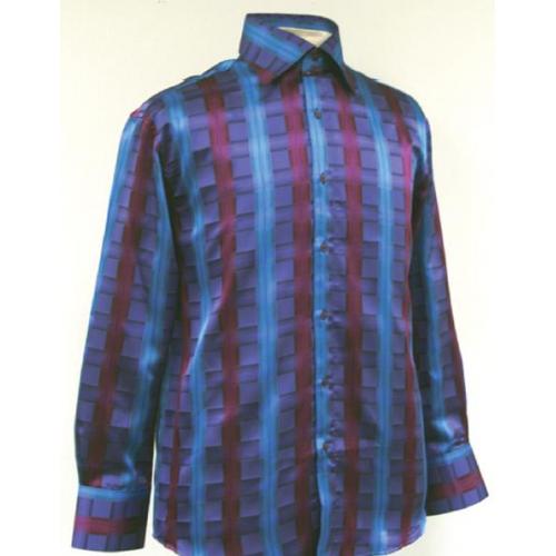 Daniel Ellissa Turquoise Mens Fancy Polyester Shirt With Button Cuff FSS1403