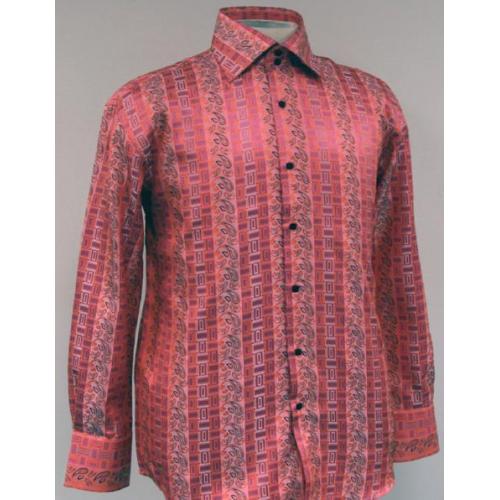 Daniel Ellissa Coral Fancy Polyester Shirt With Button Cuff FSS1404