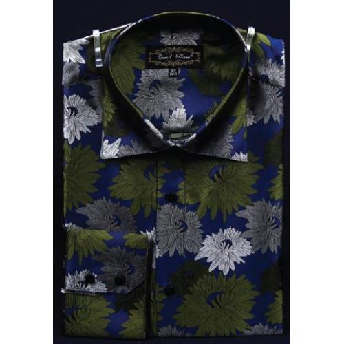 Daniel Ellissa Royal Fancy Polyester Shirt With Button Cuff FSS1408
