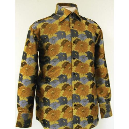 Daniel Ellissa Mustard Fancy Polyester Shirt With Button Cuff FSS1408