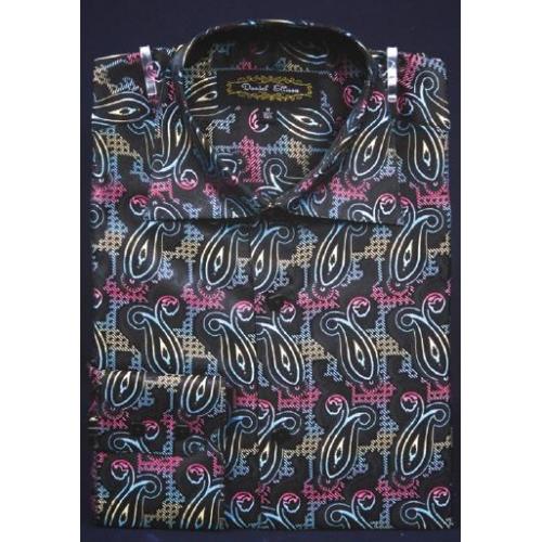 Daniel Ellissa Multi Fancy Polyester Shirt With Button Cuff FSS1409