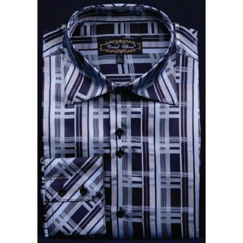 Daniel Ellissa Blue Fancy Polyester Shirt With Button Cuff FSS1410
