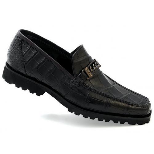 Mauri "Certo" 3755 Black Hand-Painted Genuine Alligator Loafer Shoes