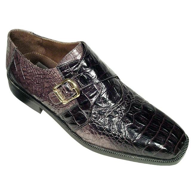 Marco Vicci Black/Gray Alligator Print Shoes With Buckle On Side - $0. ...