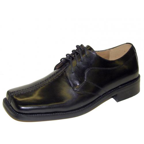 Giorgio Brutini "Fendon" Black Square-toe And Center-seam Genuine Leather Shoes 17587