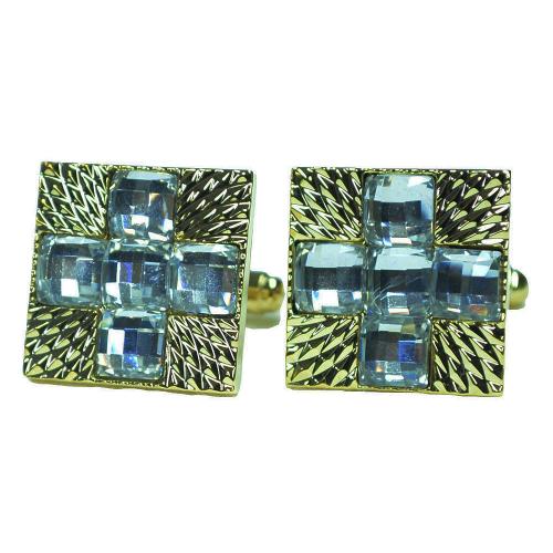 Fratello Gold Plated / Clear Rhinestone Square Cufflink Set CL972A