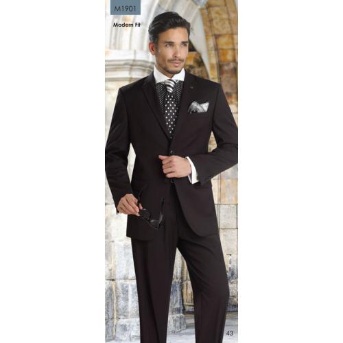 E. J. Samuel Solid Black Modern Fit Suit M1901