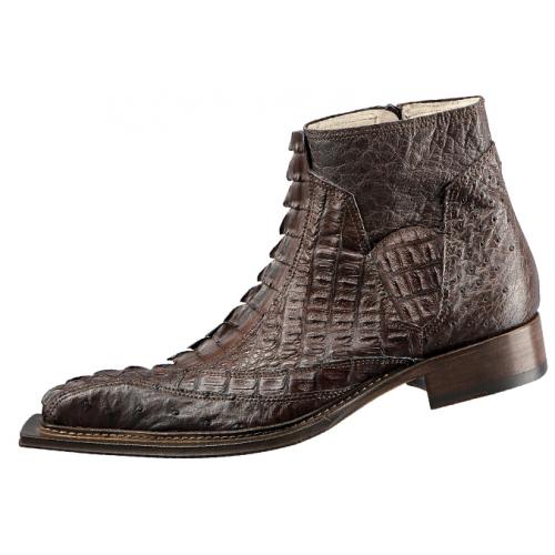 Fennix Chocolate Genuine Hornback Crocodile / Ostrich Boots 3408