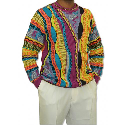 Steven Land SLS-109 Neon Yellow / Blue / Orange / Fuchsia / Purple / Royal Blue Cotton Blend High Twist Knitted Sweater – Made in USA