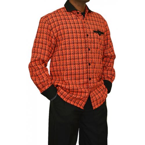Blue Jazz Orange / Black Long Sleeve 2pc Outfit Set PLPP-1
