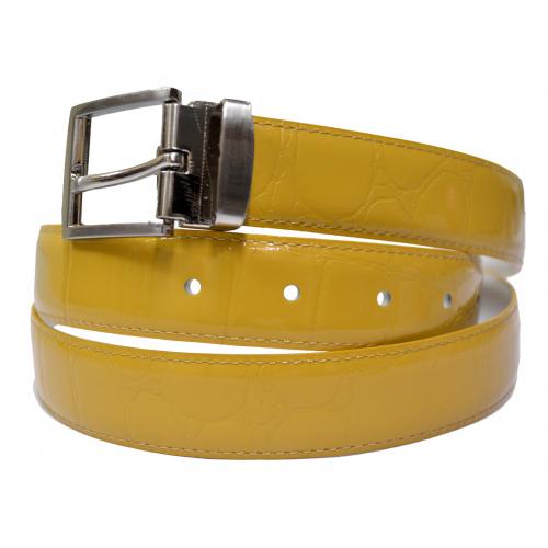 Serpi Honey Mustard Alligator Print Genuine Leather Belt GB-110
