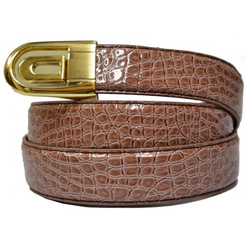 Giorgio Brutini Dark Taupe Alligator Skin Print Leather Belt GB-113