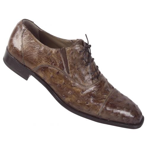 Mauri  "4564/1" Tabac Genuine Ostrich Hand Painted Shoes