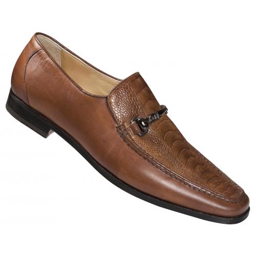 Mauri  "3795/2" Brandy Genuine Calf / Ostrich Leg Hand Painted Shoes
