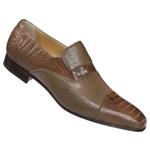 Mauri  "4608" Taupe Genuine Ostrich Leg / Pecary Dressy Shoes