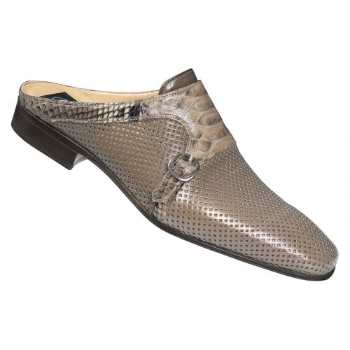 Mauri  "4601/1" Light Brown Genuine Python Skin Perforated / Brown / Beige Maculated Half Shoes