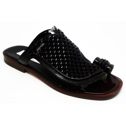 Mauri  "Rovere" 1649 Black Genuine Patent / Woven Patent / Suede Sandals