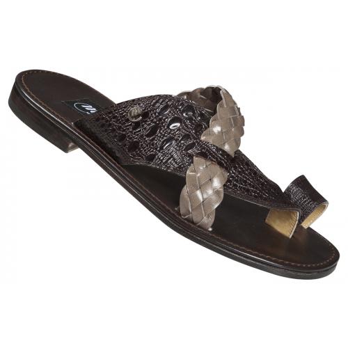 Mauri  "1746" Dark Brown Genuine Yaka Stp / Taupe Baby Skin Sandals
