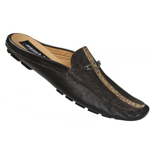 Mauri  "3445" Dark Brown Genuine Ray Highway Stingray / Nappa Half Dress Casual Shoes