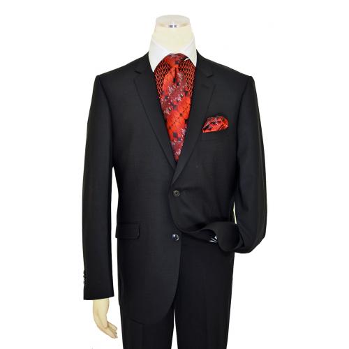 I-Deal Black / Black Shadow Micro Plaid Design With Black Handpick Stitching Super 140's Wool 2 Button Slim Fit Suit 358437-4