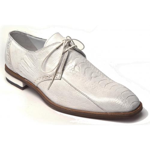 Mauri "Orazio" 4674 White Genuine Ostrich Leg Dress Shoes