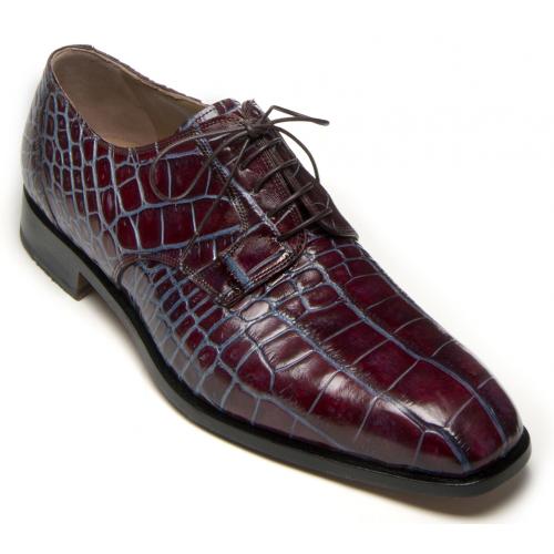 Mauri "Barocco" 4613 Ruby Red / New Blue Genuine All Over Alligator Dress Shoes