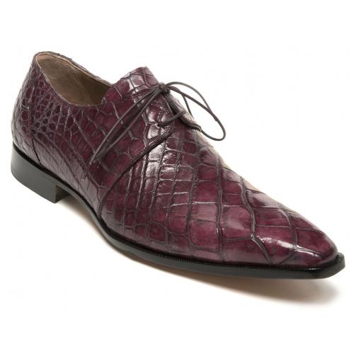 Mauri "Cardinale" 53125 Ruby Red / Grey Genuine All Over Alligator Hand-Painted Dress Shoes