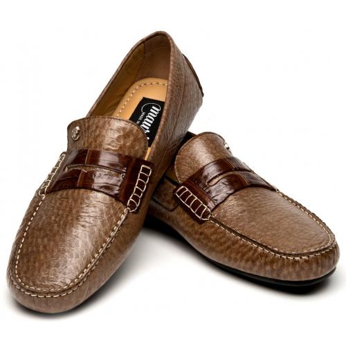 Mauri "Santacroce" 9228 Light Brown Genuine Pecary / Land Baby Crocodile Casual Shoes