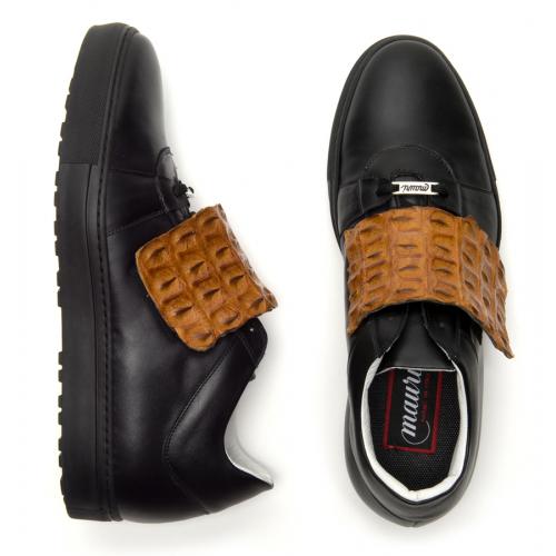 Mauri "Irania" 8561 Black Genuine Calf / Cognac Hornback Crocodile Tail Casual Shoes