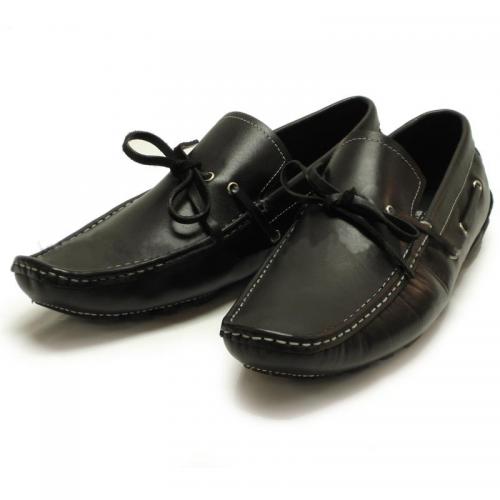 Encore By Fiesso Black Genuine Leather Loafer Shoes FI3040