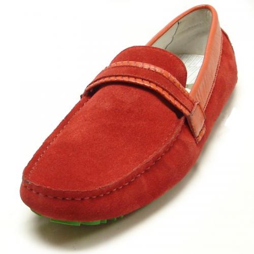 Encore By Fiesso Red Suede Loafer Shoes FI3087